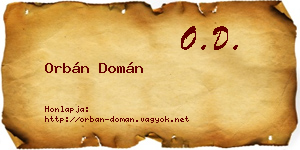 Orbán Domán névjegykártya